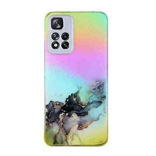 For Xiaomi Redmi Note 11 Pro Laser Marble Pattern Clear TPU Protective Phone Case(Black)