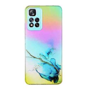 For Xiaomi Redmi Note 11 Pro Laser Marble Pattern Clear TPU Protective Phone Case(Blue)
