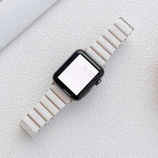 Ceramic One-bead Steel Strap Watch Band For Apple Watch Series 8&7 41mm / SE 2&6&SE&5&4 40mm / 3&2&1 38mm(White Rose Gold)