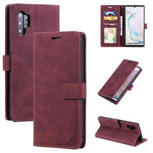 For Samsung Galaxy Note10+ Skin Feel Anti-theft Brush Horizontal Flip Leather Phone Case(Red)