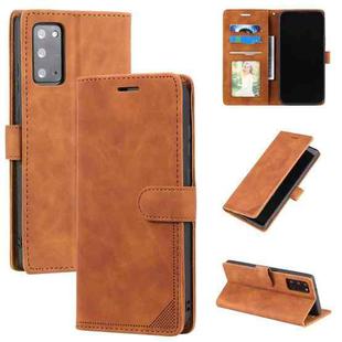 For Samsung Galaxy Note20 Skin Feel Anti-theft Brush Horizontal Flip Leather Phone Case(Brown)
