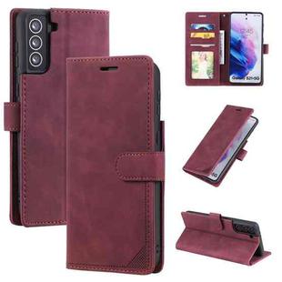 For Samsung Galaxy S21+ 5G Skin Feel Anti-theft Brush Horizontal Flip Leather Phone Case(Red)