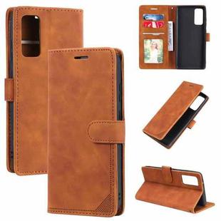 For Samsung Galaxy S20 FE Skin Feel Anti-theft Brush Horizontal Flip Leather Phone Case(Brown)