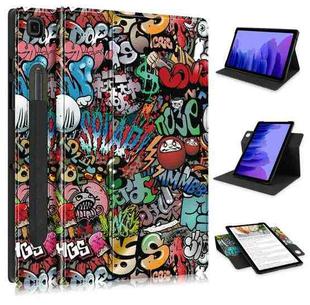 For Samsung Galaxy Tab A7 10.4 2020 Painted 360 Degrees Rotation Tablet Leather Case with Holder(Graffiti)
