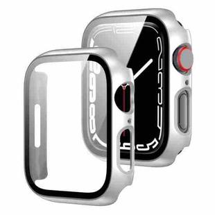 2 in 1 PC Frame + Tempered Glass Protector Case For Apple Watch Series 8 / 7 41mm(Silver)