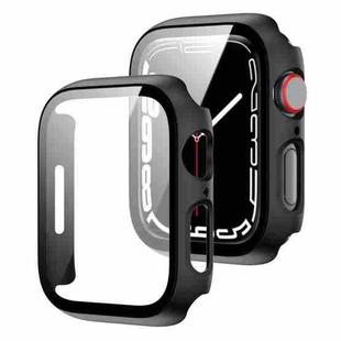 2 in 1 PC Frame + Tempered Glass Protector Case For Apple Watch Series 9 / 8 / 7 45mm(Black)