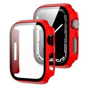 2 in 1 PC Frame + Tempered Glass Protector Case For Apple Watch Series 9 / 8 / 7 45mm(Red)