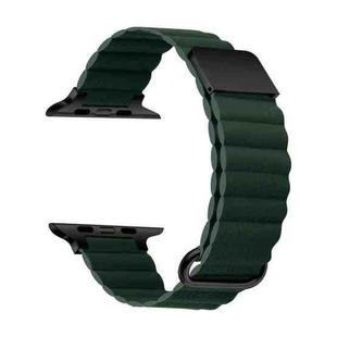 Magnetic Leather Strap Watch Band For Apple Watch Series 8&7 41mm / SE 2&6&SE&5&4 40mm / 3&2&1 38mm(Black Buckle Green)