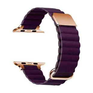 Magnetic Leather Strap Watch Band For Apple Watch Series 8&7 41mm / SE 2&6&SE&5&4 40mm / 3&2&1 38mm(Rose Gold Buckle Crimson Cherry)