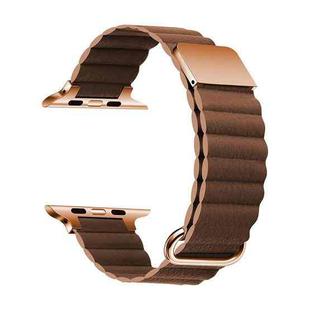 Magnetic Leather Strap Watch Band For Apple Watch Series 8&7 41mm / SE 2&6&SE&5&4 40mm / 3&2&1 38mm(Rose Gold Buckle Brown)