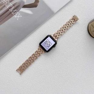 Five Baht Stripes Stainless Steel Strap Watch Band For Apple Watch Series 8&7 41mm / SE 2&6&SE&5&4 40mm / 3&2&1 38mm(Rose Gold)