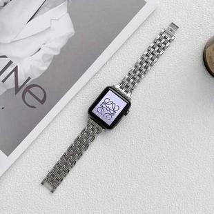 Five Baht Stripes Stainless Steel Strap Watch Band For Apple Watch Series 8&7 41mm / SE 2&6&SE&5&4 40mm / 3&2&1 38mm(Silver)