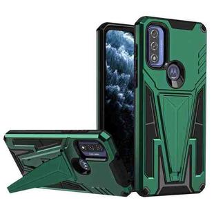 For Motorola Moto G Pure Super V Armor PC + TPU Shockproof Phone Case with Invisible Holder(Dark Green)