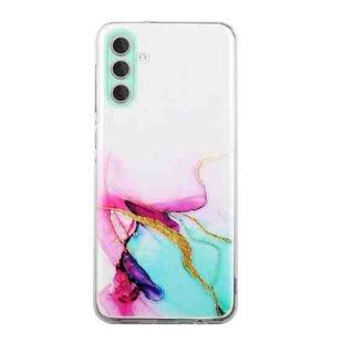 For Samsung Galaxy A13 5G Hollow Marble Pattern TPU Precise Hole Phone Protective Case(Green)