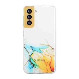 For Samsung Galaxy S22 5G Hollow Marble Pattern TPU Precise Hole Phone Protective Case(Yellow)