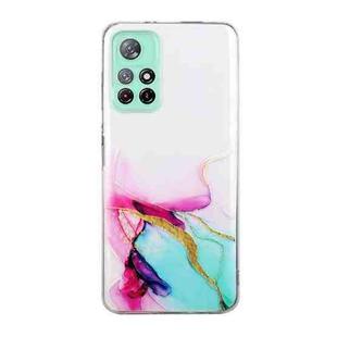 For Xiaomi Redmi Note 11 Hollow Marble Pattern TPU Precise Hole Phone Protective Case(Green)