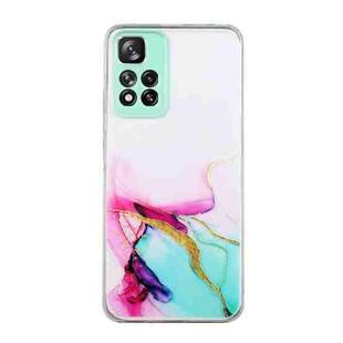 For Xiaomi Redmi Note 11 Pro Hollow Marble Pattern TPU Precise Hole Phone Protective Case(Green)