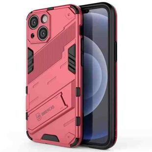 For iPhone 13 mini Punk Armor 2 in 1 PC + TPU Phone Case with Invisible Holder (Light Red)