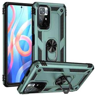 For Xiaomi Redmi Note 11 5G Shockproof TPU + PC Phone Case with 360 Degree Rotating Holder(Dark Green)