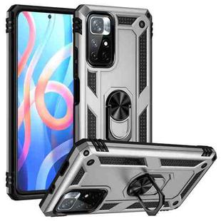 For Xiaomi Redmi Note 11 5G Shockproof TPU + PC Phone Case with 360 Degree Rotating Holder(Silver)