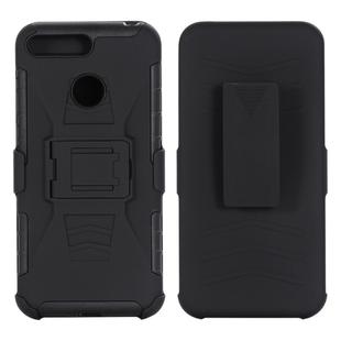 For Huawei Y6 (2018) PC + Silicone Back Clip Sliding Sleeve Protective Case(Black)