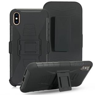 For iPhone XS Max PC + Silicone Back Clip Sliding Sleeve Protective Case(Black)