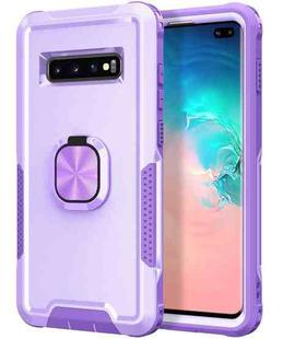For Samsung Galaxy S10+ 3 in 1 PC + TPU Phone Case with Ring Holder(Purple)