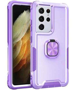 For Samsung Galaxy S21 Ultra 5G 3 in 1 PC + TPU Phone Case with Ring Holder(Purple)