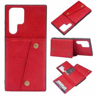 For Samsung Galaxy S22 Ultra 5G Double Buckle PU + TPU Magnetic Phone Case(Red)