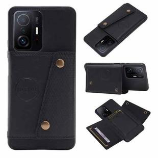 For Xiaomi 11T Double Buckle PU + TPU Magnetic Phone Case(Black)