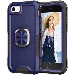 For iPhone SE 2022 / SE 2020 / 8 / 7 3 in 1 PC + TPU Phone Case with Ring Holder(Navy Blue)