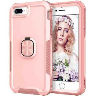 3 in 1 PC + TPU Phone Case with Ring Holder For iPhone 8 Plus & 7 Plus(Pink)