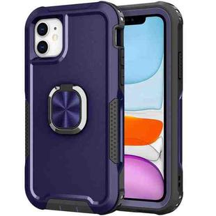 3 in 1 PC + TPU Phone Case with Ring Holder For iPhone 11(Navy Blue)