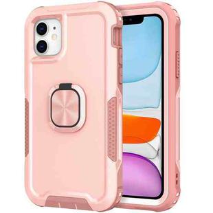 3 in 1 PC + TPU Phone Case with Ring Holder For iPhone 11(Pink)