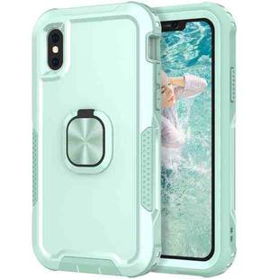 For iPhone X / XS 3 in 1 PC + TPU Phone Case with Ring Holder(Mint Green)