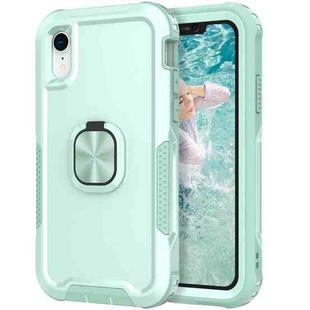 For iPhone XR 3 in 1 PC + TPU Phone Case with Ring Holder(Mint Green)