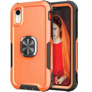 For iPhone XR 3 in 1 PC + TPU Phone Case with Ring Holder(Orange)