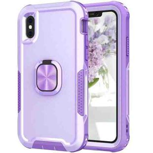 For iPhone XS Max 3 in 1 PC + TPU Phone Case with Ring Holder(Purple)