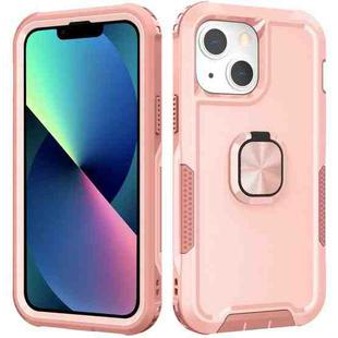 For iPhone 13 mini 3 in 1 PC + TPU Phone Case with Ring Holder (Pink)