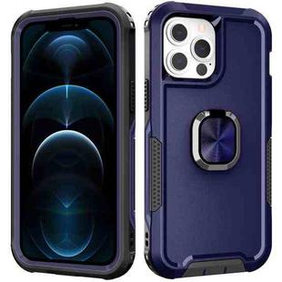 For iPhone 12 Pro Max 3 in 1 PC + TPU Phone Case with Ring Holder(Navy Blue)
