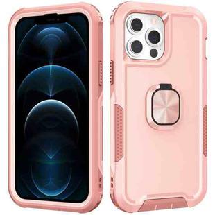 For iPhone 12 Pro Max 3 in 1 PC + TPU Phone Case with Ring Holder(Pink)