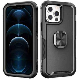 For iPhone 12 Pro Max 3 in 1 PC + TPU Phone Case with Ring Holder(Black)