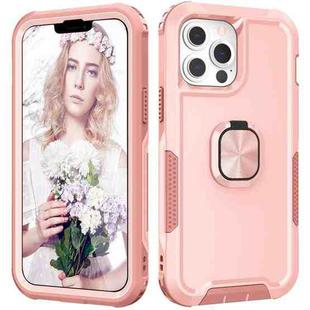For iPhone 13 Pro 3 in 1 PC + TPU Phone Case with Ring Holder (Pink)