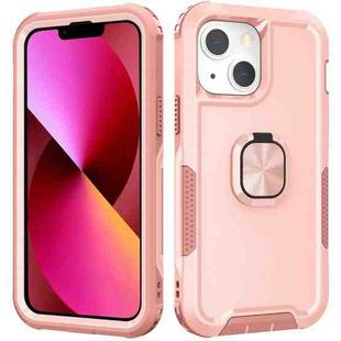 For iPhone 13 3 in 1 PC + TPU Phone Case with Ring Holder(Pink)