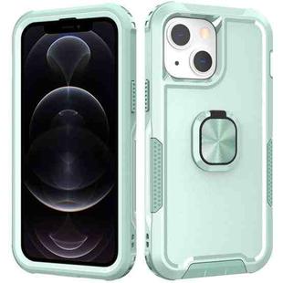 For iPhone 12 / 12 Pro 3 in 1 PC + TPU Phone Case with Ring Holder(Mint Green)