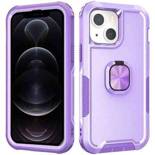 For iPhone 12 / 12 Pro 3 in 1 PC + TPU Phone Case with Ring Holder(Purple)