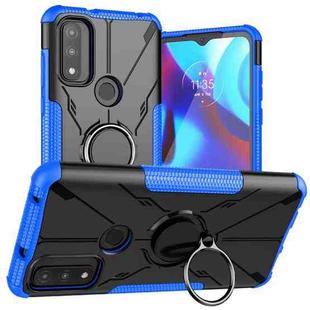 For Motorola G Pure Armor Bear Shockproof PC + TPU Phone Case with Ring Holder(Blue)