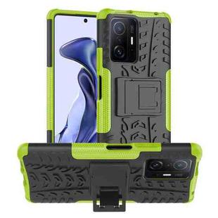 For Xiaomi Mi 11T Tire Texture TPU + PC Phone Case with Holder(Green)
