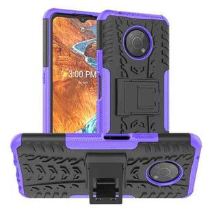 For Nokia G300 Tire Texture TPU + PC Phone Case with Holder(Purple)