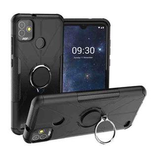 For Tecno Pop 5P Armor Bear Shockproof PC + TPU Phone Case with Ring Holder(Black)